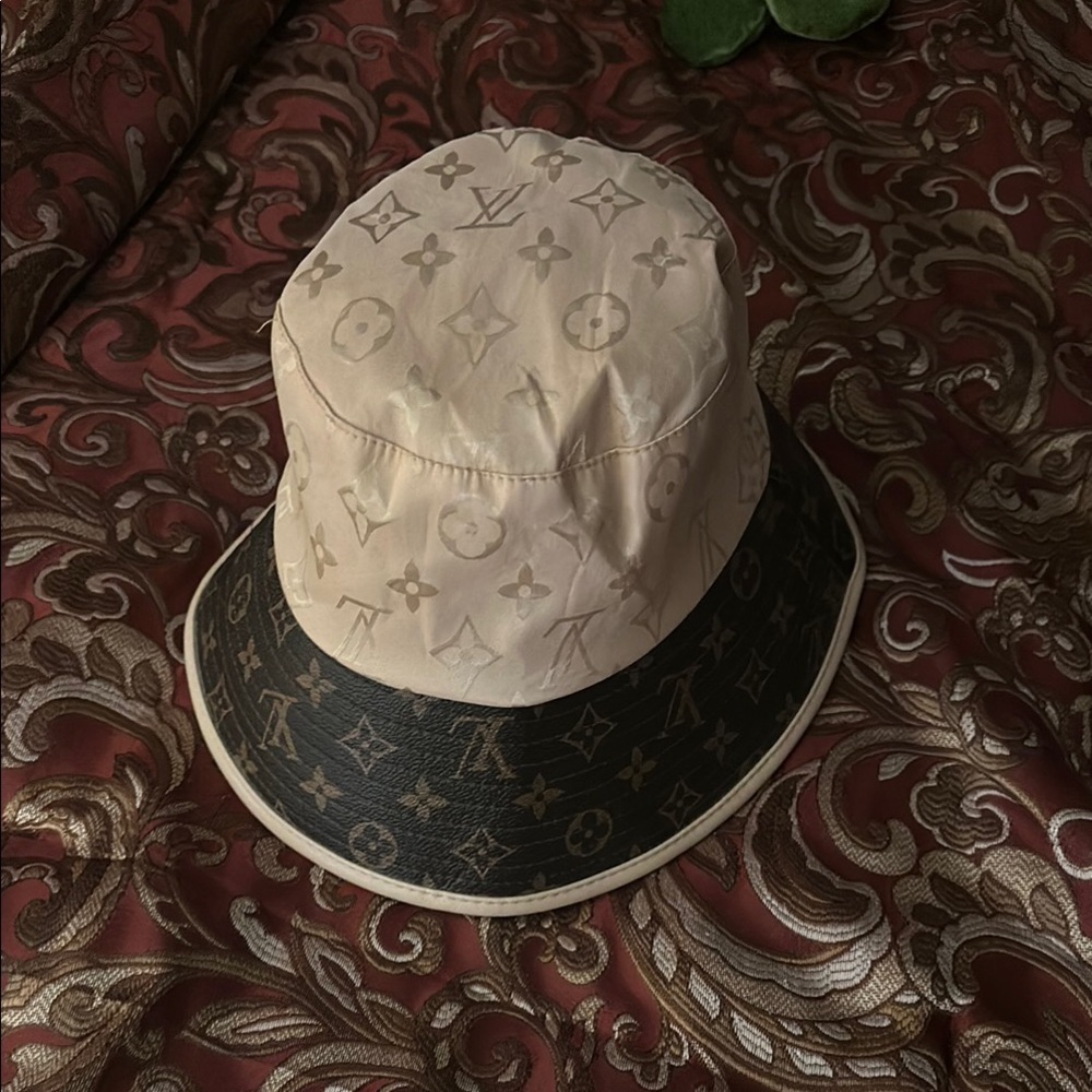 Beige and Black Bucket Hat